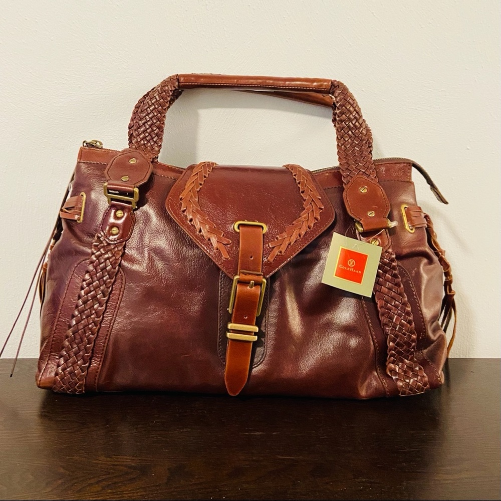 Cole Haan Sierra Dark Brown Zip Satchel